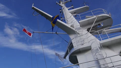 Swedish Flag on The Ship Stock Footage 242391584