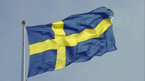 Swedish flag in Slow motion Stock Footage 99461438