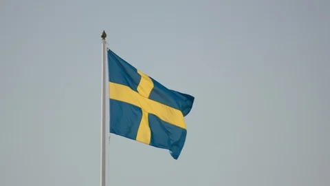 Swedish Flag Slow Motion UHD Stock Footage