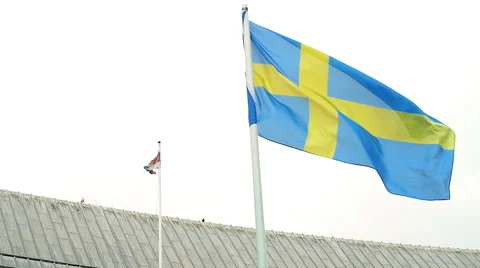 Swedish flag - slowmotion Stock Footage 56958809