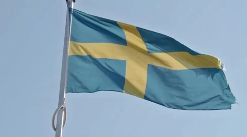 Swedish flag waving Stock Footage 68220282
