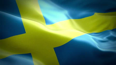 Swedish flag waving in wind video footage Full HD. Realistic Swedish Flag Stock Footage 97699150