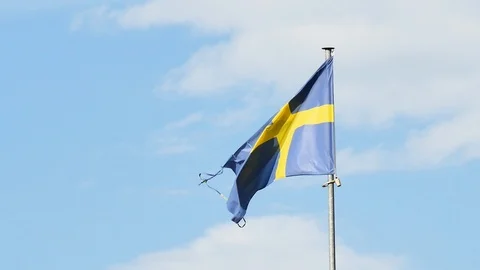 Swedish flag in the wind. Stock Footage 97152155