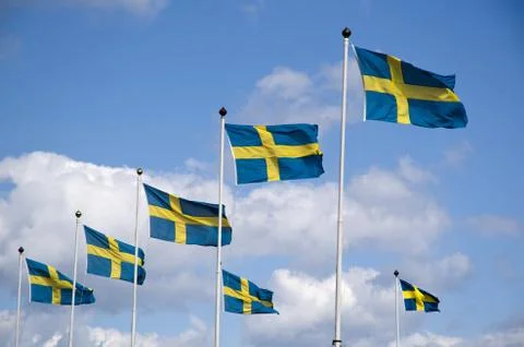 Swedish flags Stock Photos