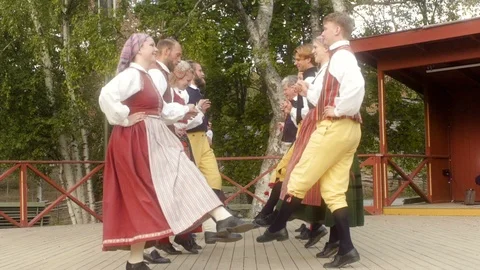 Swedish Folk Dancing Slow Motion Stock Footage 94264696