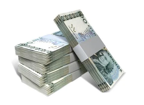 Swedish krona notes bundles stack Stock Illustration