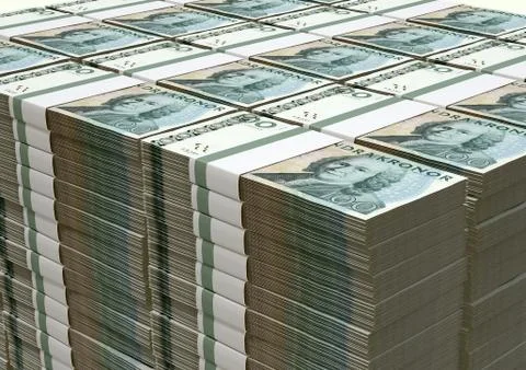 Swedish krona notes pile Illustrazione stock