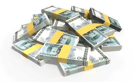Swedish krona notes scattered pile Illustrazione stock