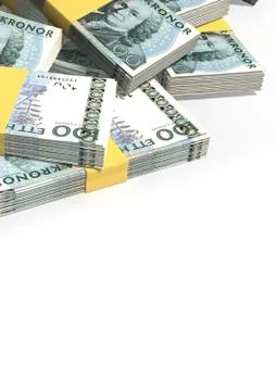 Swedish krona notes scattered pile Illustrazione stock