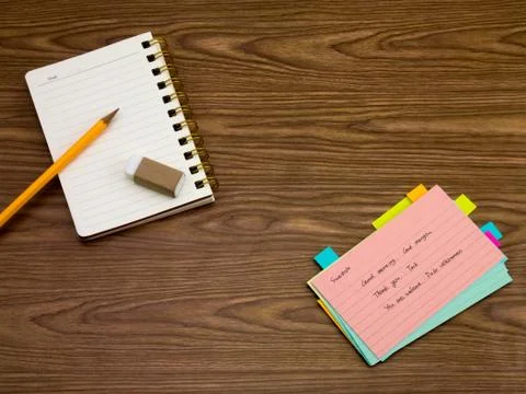 Swedish; Learning New Language Writing Words on the Notebook Stock Photos