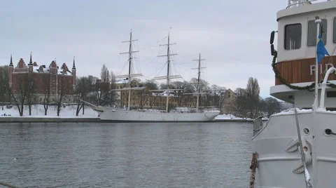 Swedish sailing ship Stock Footage 48439537