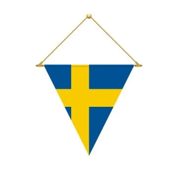 Swedish triangle flag hanging, vector illustration Illustrazione stock