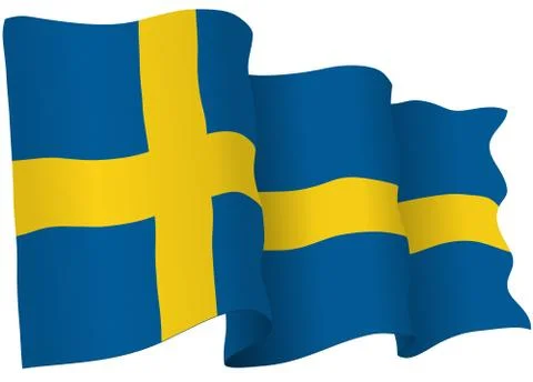 Swedish vector flag isolated on white. Stock Illustration