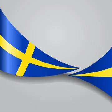 Swedish wavy flag. Vector illustration Stock Illustration