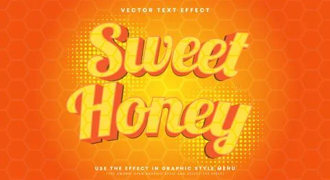 Sweeet Honey 3d editable text effect Template Illustrazione stock