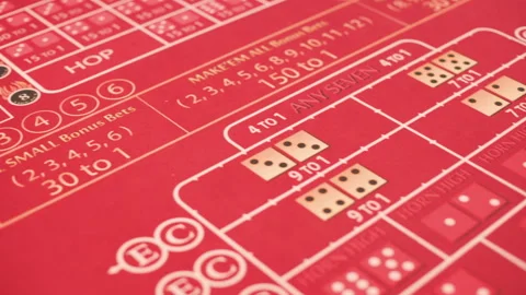 Sweep across craps gambling table of casino 4k Stock Footage 281860115