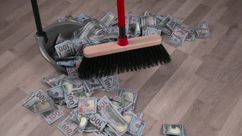 Sweep Trash Banknotes Dollar Video stock 272705692