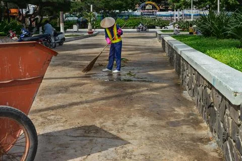 Sweeper clean the street Stock Photos