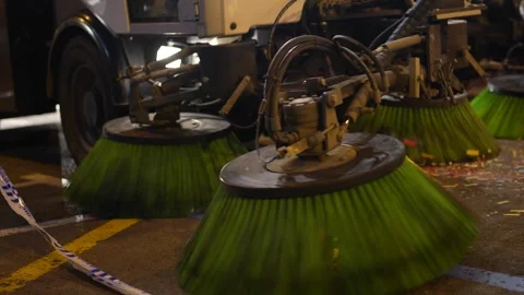 Sweeper machine cleaning street. Stock Footage 260822547