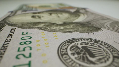 Sweeping $100 Bill Macro 01 Stock-Footage 128160652