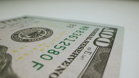 Sweeping $100 Bill Macro 03 Stock-Footage 128161647