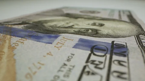 Sweeping $100 Bill Macro 05 Stock-Footage 128169293