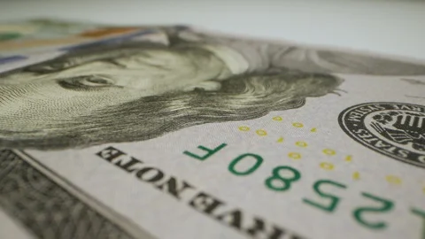 Sweeping $100 Bill Macro 06 Stock-Footage 128170302