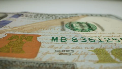 Sweeping $100 Bill Macro 09 Stock-Footage 128169374