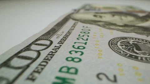 Sweeping $100 Bill Macro 10 Stock-Footage 128170009