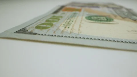 Sweeping $100 Bill Macro 12 Stock-Footage 128172409