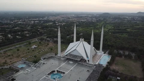 Sweeping 4K Drone View: Faisal Mosque, Islamabad Stock Footage 246822297