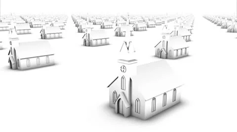 Sweeping across endless churches front (white) Stock Footage 26656592