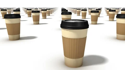 Sweeping across endless coffee cups front Stock Footage 29895006