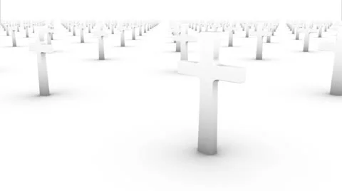 Sweeping across endless crosses front (white) Stock Footage 26719824