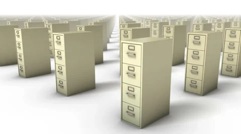 Sweeping across endless File Cabinets front (Beige) Stock Footage 31910536