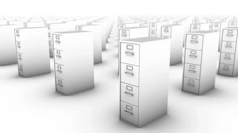 Sweeping across endless File Cabinets front (White) Stock Footage 31910727