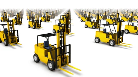 Sweeping across endless Forklifts side Stock Footage 33910187