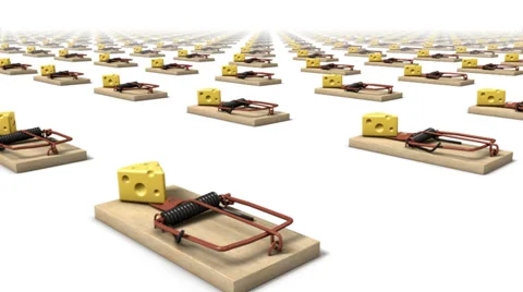 Sweeping across endless Mouse Traps side Stock Footage 32628754