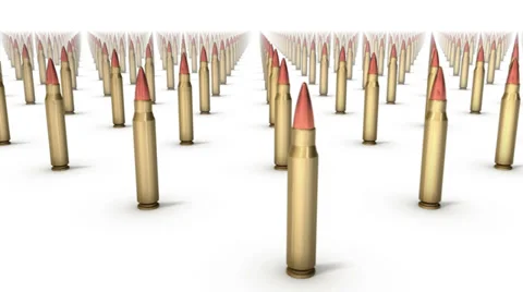 Sweeping across endless Rifle Bullets front Stock Footage 32935637