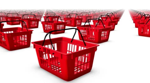 Sweeping across endless Shopping Baskets side Stock Footage 32934359