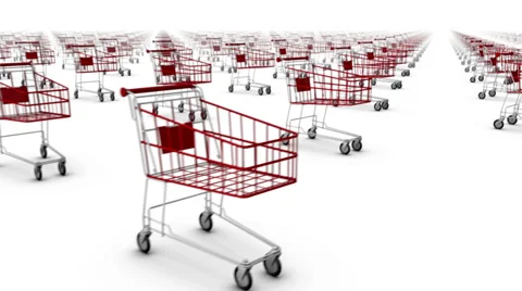 Sweeping across endless Shopping Carts side  Stock Footage 35871809