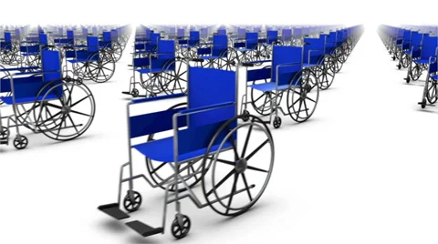 Sweeping across endless Wheelchairs side  Stock Footage 39762474