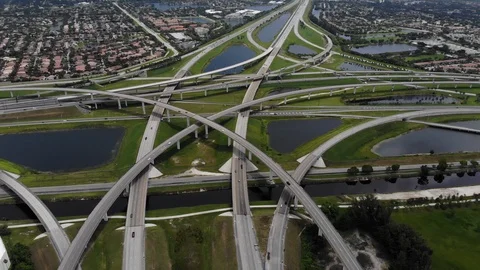 Sweeping Aerial of huge Interchange Stock Footage 94491499