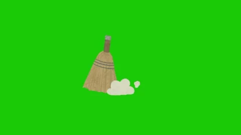 Sweeping animation on green screen Видео 332485515