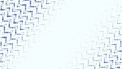 A sweeping band of blue rectangular pixels crosses a pale field, blending s.. Ilustración de archivo