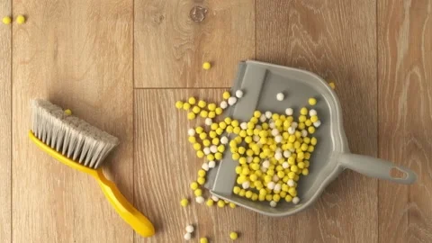 Sweeping with a brush and scoop Stock Footage 224534633