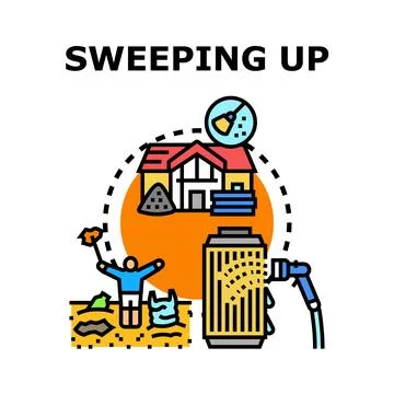 Sweeping up dirt from construction site Stock Illustration