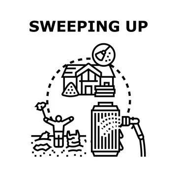 Sweeping up dirt from construction site Stock Illustration