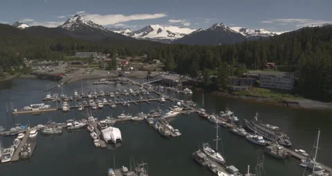 Sweeping drone of Juneau Harbor Stock Footage 254597664
