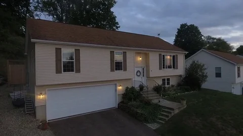 Sweeping Drone Shot of New England Home Stock Footage